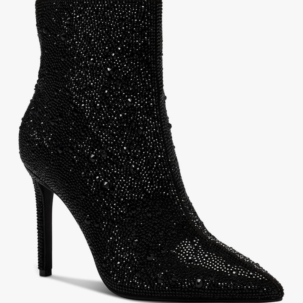 INC International Concepts Black Heeled Boots with Sparkly Finish